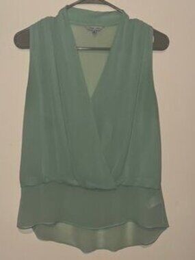 Green Wrap Sleeveless Blouse